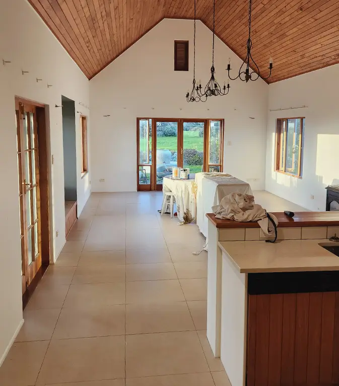 Interior view of a freshly painted living area
